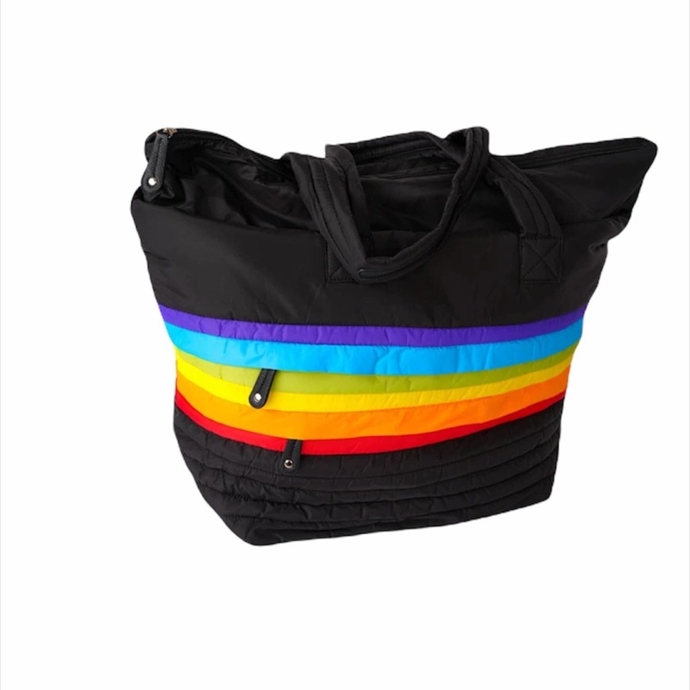 Sondra Roberts Black Combo Puffer Rainbow Tote NWT